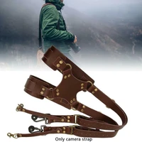 high quality leather camera strap leather double shoulder strap harness for canon nikon pentax sony fuji samsung black brown