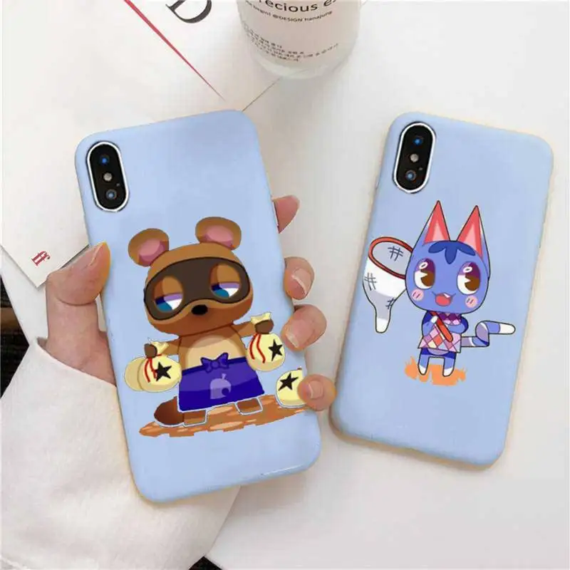 

Animal Crossing Phone Case For IPhone 6 6s 7 8 Plus X Xs Xr Xsmax 11 12 Pro Promax 12mini Candy Blue Silicone Cover