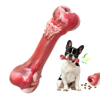 pet dog rubber bone toy bite resistant chew toy for small large dogs puppy molar stick food leak squeaky dog toys 8 inch