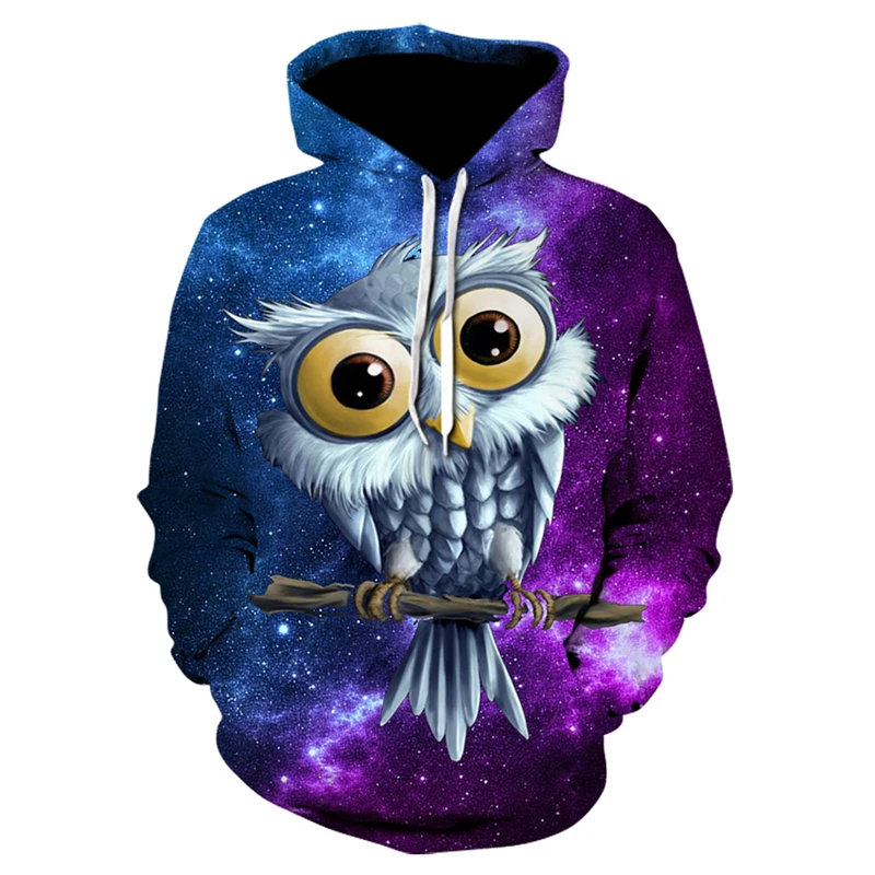 

2021 New Men's Hoodie Various Novelty Sweatshirts Yellow 3D Printing Owl Autumn Long Sleeve Brand Fashion Streetwear Casual Pull