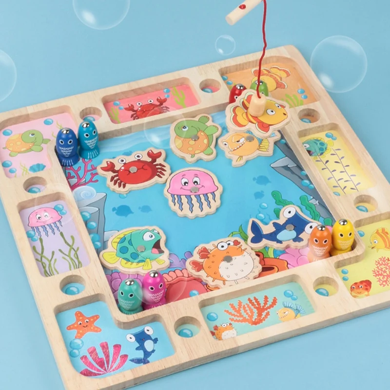 

Educational Wooden Toys Math Fishing Board Game Hands Brain Training Clip Beads Puzzle Math Game for Baby Children