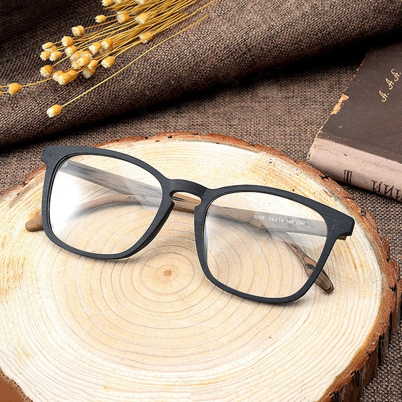 

AZB декоративные очки Оптические очки с деревянными дужками рамка Для мужчин 2021 квадратных близорукость очки по рецепту, деревянные оправы д...