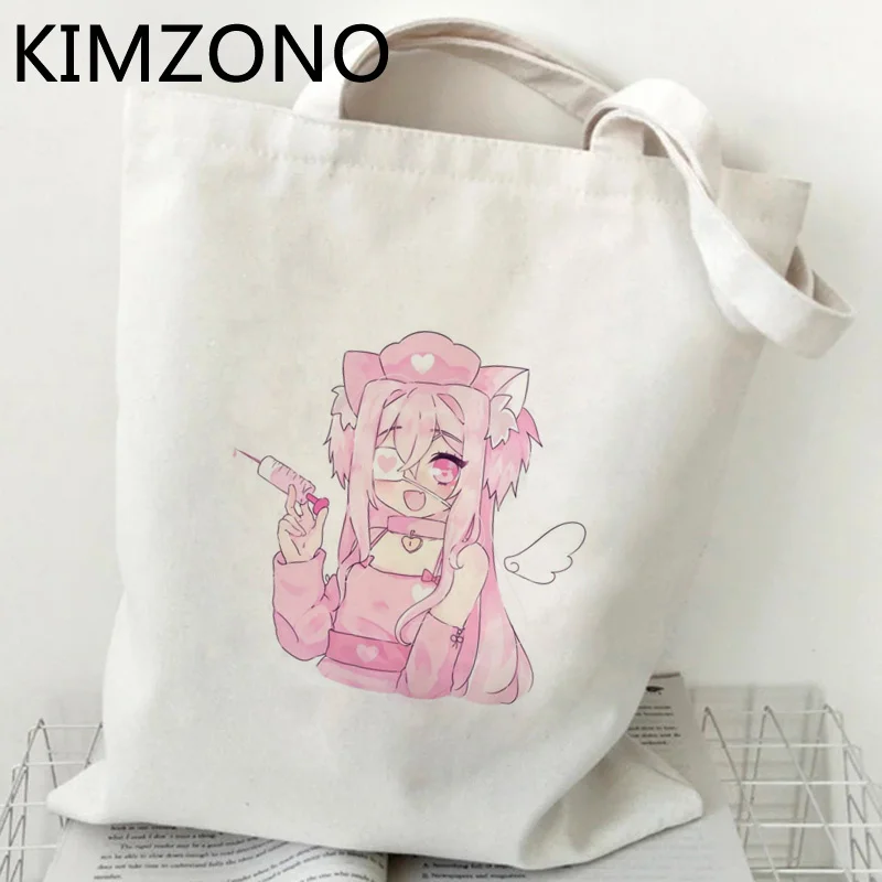 

Harajuku Anime shopping bag shopper cotton bolsa handbag grocery recycle bag bag foldable net shoping jute cabas