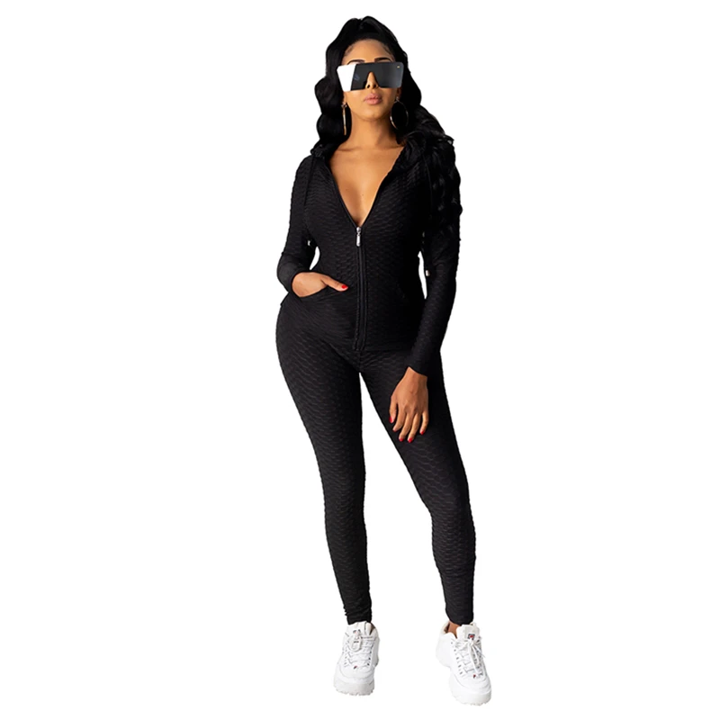 

Womens Casual Fish Scale Stretch Hooded Sports Pant Set