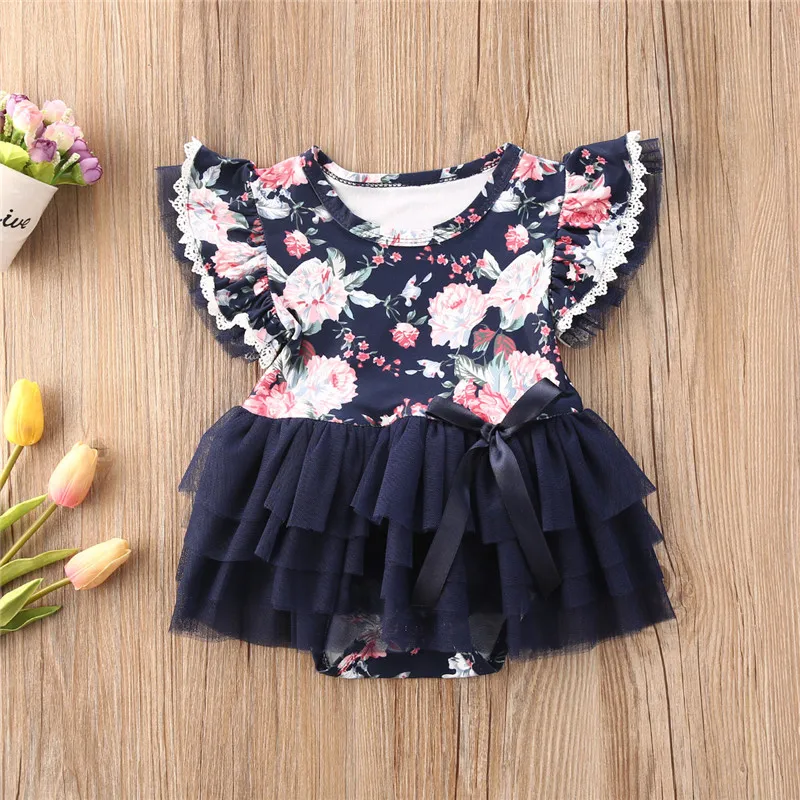 

Summer Toddler Kids Clothes Baby Girl Lace Tutu Romper Infant Girl Floral Jumpsuit Sunsuit Outfits 0-24M
