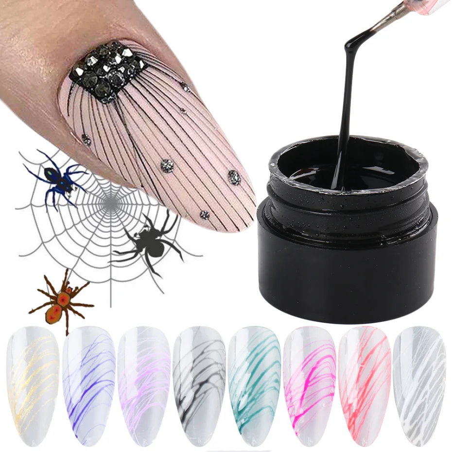 6ml Gel Nail Polish Wire Drawing Painting UV LED Gel DIY Spider Web Nail Art Design Pull Silk Line Gel Top Base Primer LA1615-2