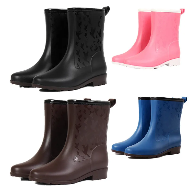 Fashion rain boots women waterproof shoes middle tube rain boots female fashionable galoshes rainboots women regenstiefel