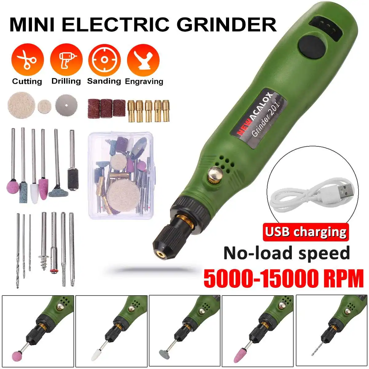 

15000 r/m Electric Mini Drill Grinder Grinding Polishing Carving DIY Tool Kit