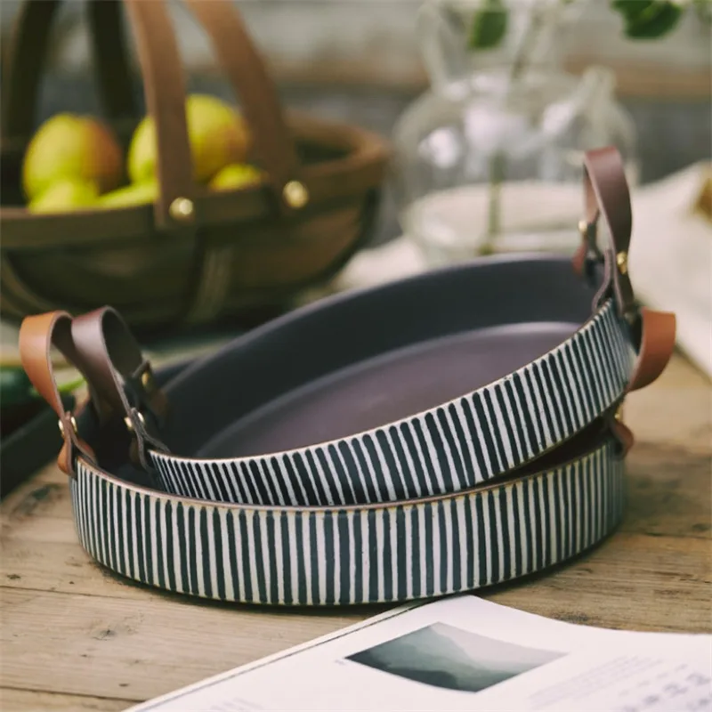 Японская керамическая закусочный хлеб ручной работы в стиле ретро миска с