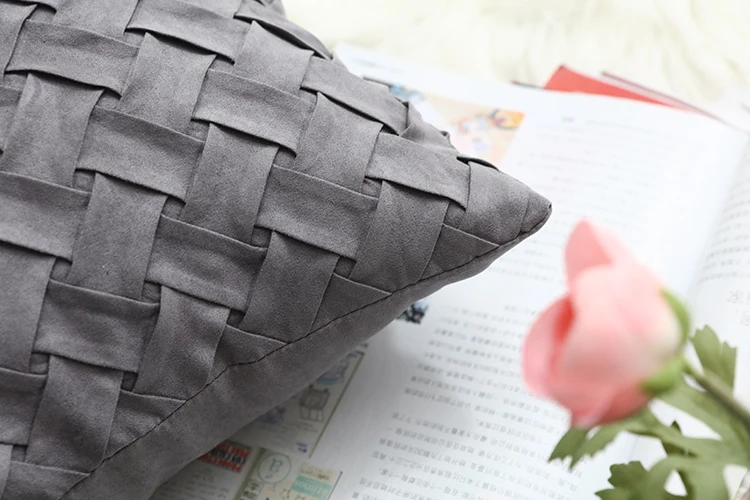 Blue Cushion Cover Soft Faux Suede Home Decorative Navy Pillow Cover Woven Pattern Green 45x45cm/30x50cm
