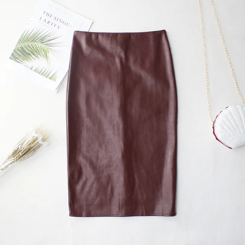 Женская юбка-карандаш из искусственной кожи REALEFT повседневная средней длины с