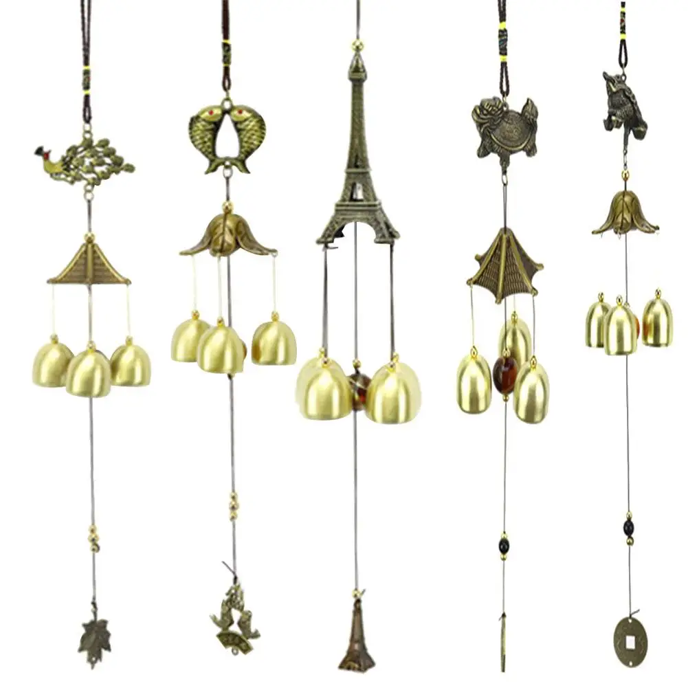 Металлический Павлин рыбья башня фэншуй колокольчики подвесная на окно Декор