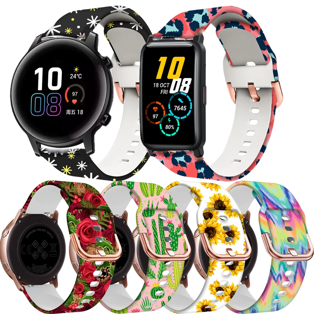 

Ремешок силиконовый для наручных часов Honor magic watch 2 42 мм, модный сменный Браслет с принтом для часов GT2 42/ES 20 мм