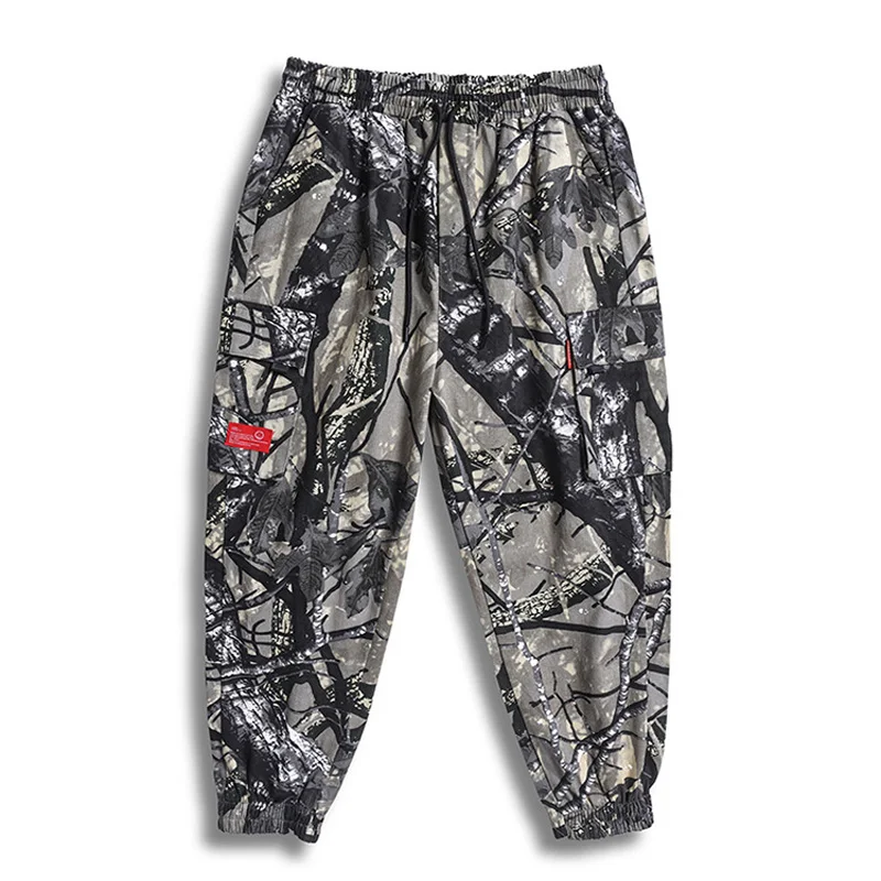 Мужские брюки-карго с принтом листьев, повседневные тренировочные штаны в стиле хип-хоп, джоггеры, брюки, уличная одежда, большие размеры 7XL 8XL