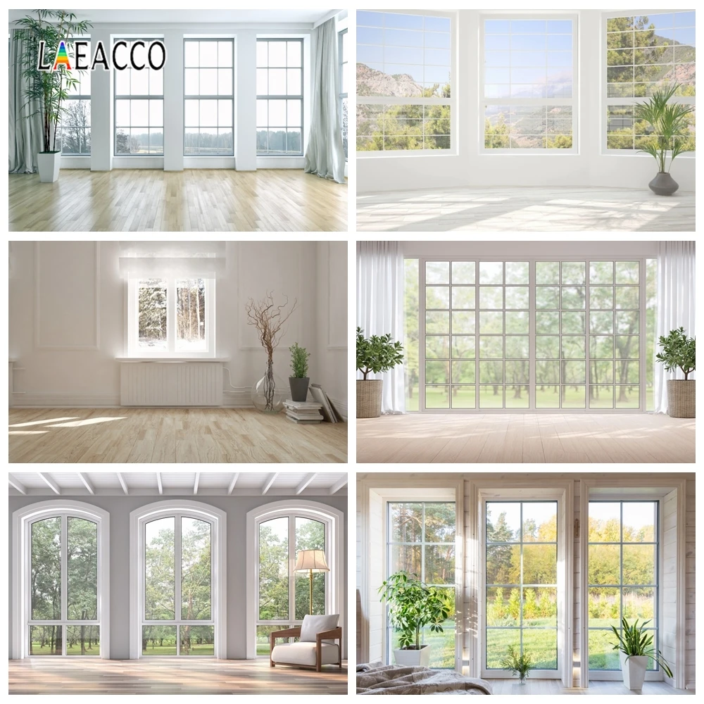 Laeacco белый шикарный дом интерьер комнаты французское окно Пейзаж зеленые