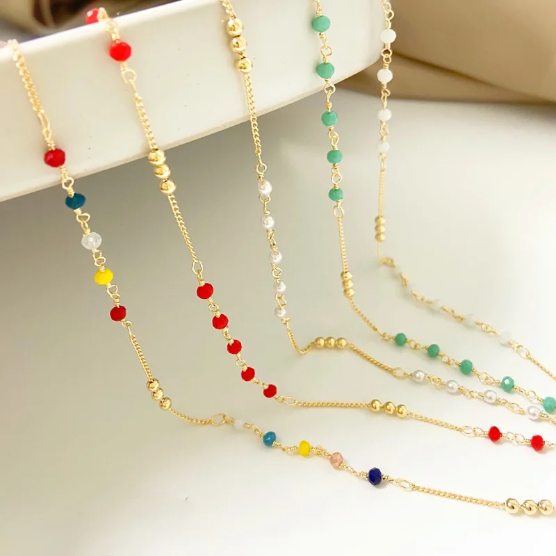 Медное покрытие 18K золотого цвета бусины тонкая цепочка diy ювелирные изделия