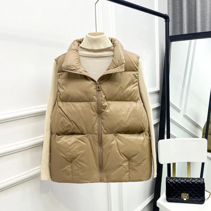 Женский сверхлегкий жилет на 90% утином пуху новый мягкий без рукавов осень и зиму