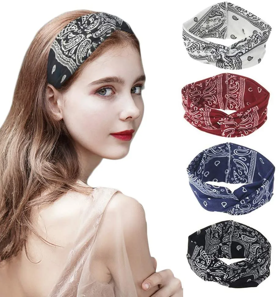 Женская спортивная эластичная Цветочная повязка на голову для йоги тюрбан лидер