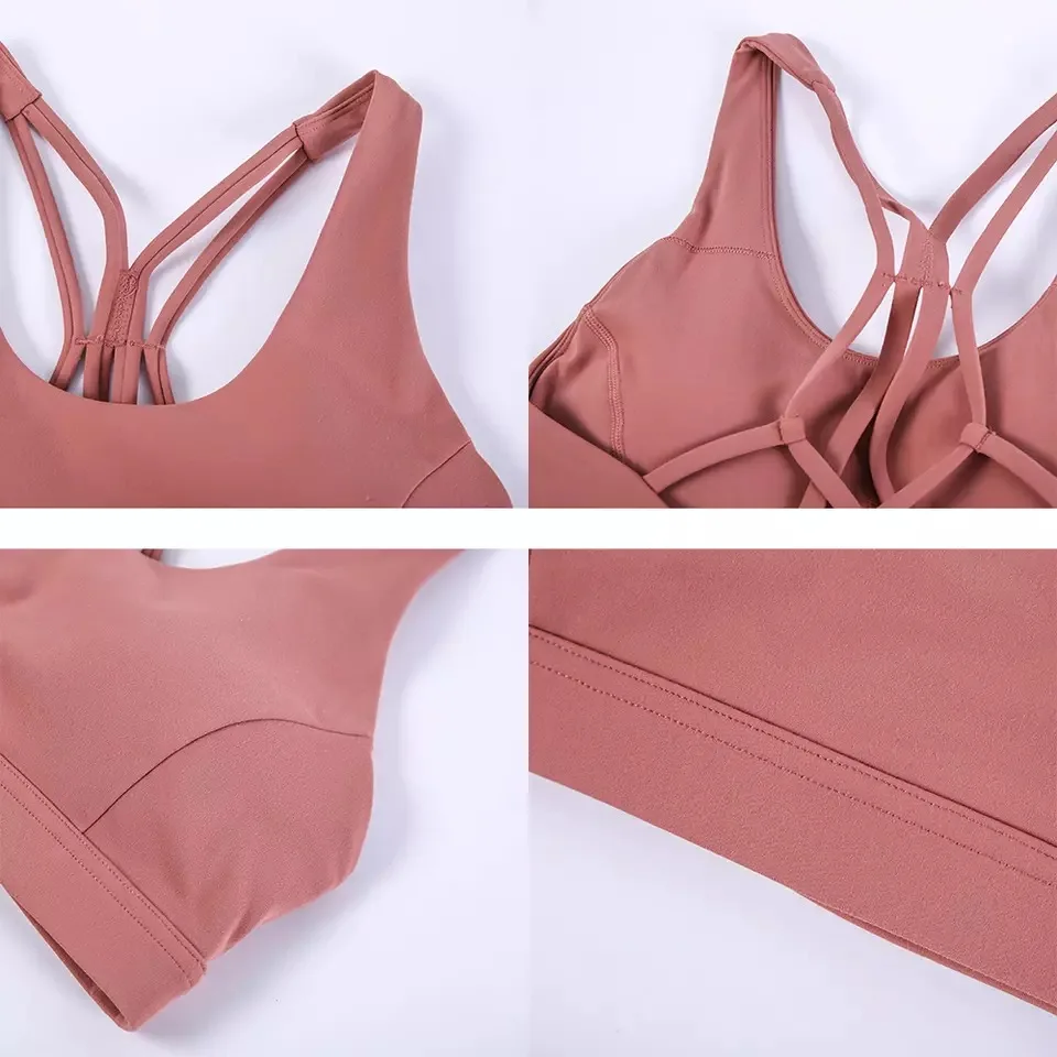 

Jeunesse FLY Naked Feel Women Yoga Bras Cross Back Fitness Sports Bra Medium Support Push Up Workout Athletic Tops
