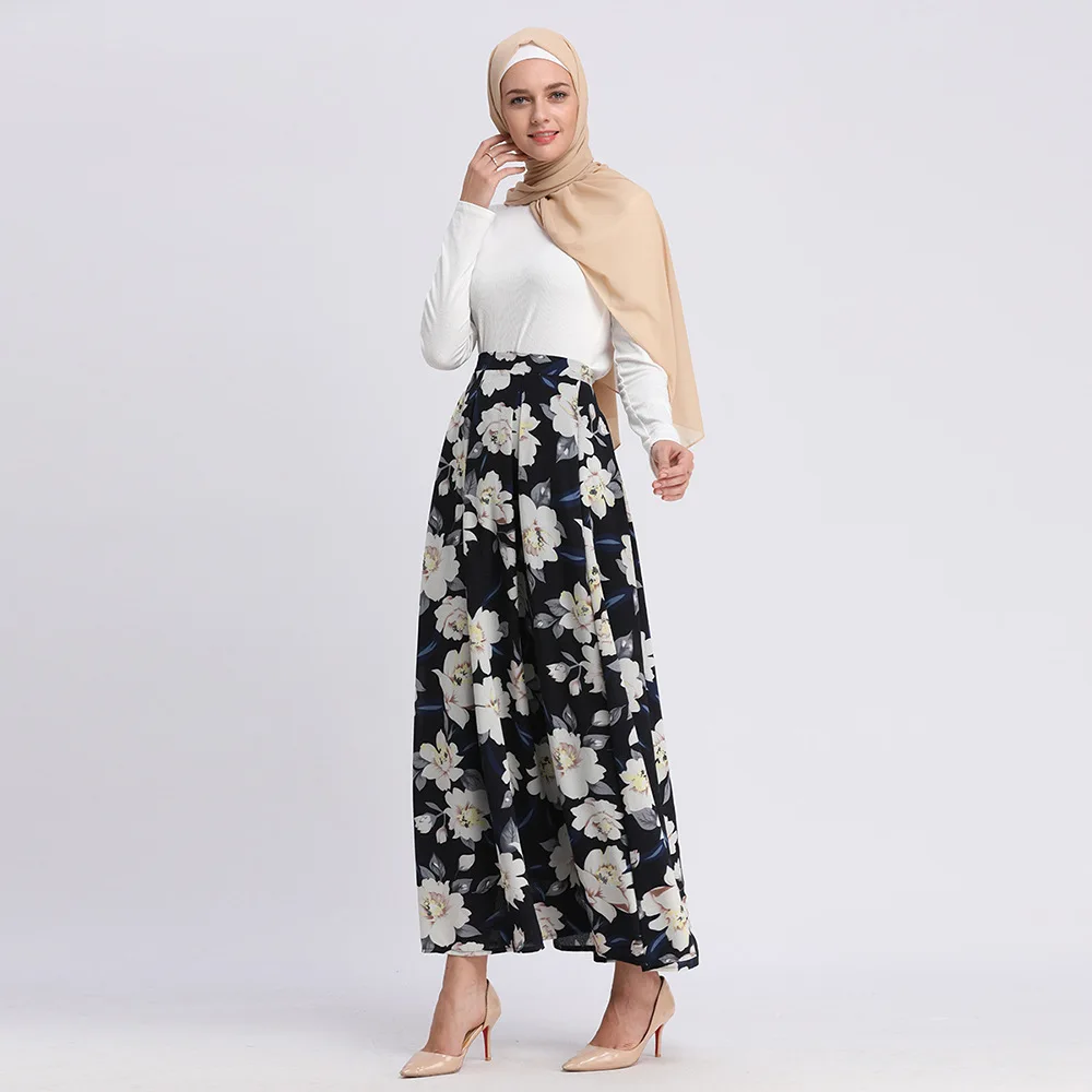 Мусульманская юбка с принтом на Ближнем Востоке Женская Цветочная длинная