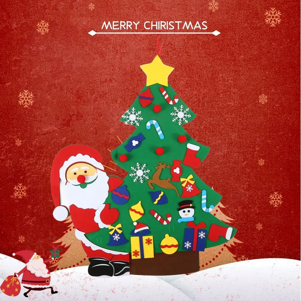 

OCDAY DIY Felt Christmas Tree Calendar Ornament Sticker Kids Parent Gifts Toy Merry Christmas Party Decoration New Year Gifts