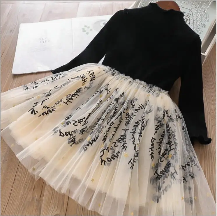 Платья-пачки для девочек осенне-зимнее детское вязаное платье праздничное