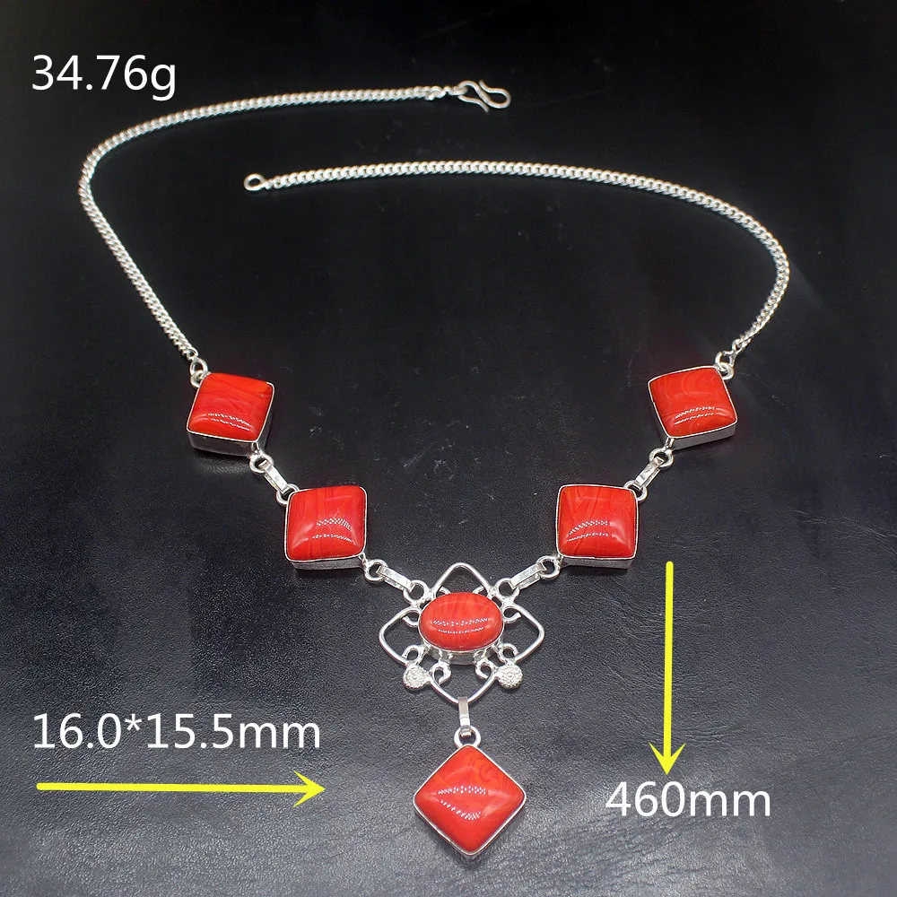 

Gemstonefactory Jewelry Big Promotion 925 Silver Red Botswana Agate Fancy Amazing Ladies Women Chain Necklace 46cm 20213524