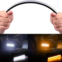2pcs car led drl daytime running light waterproof flexible 12v decorative sequential headlight turn signal yellow flow day light