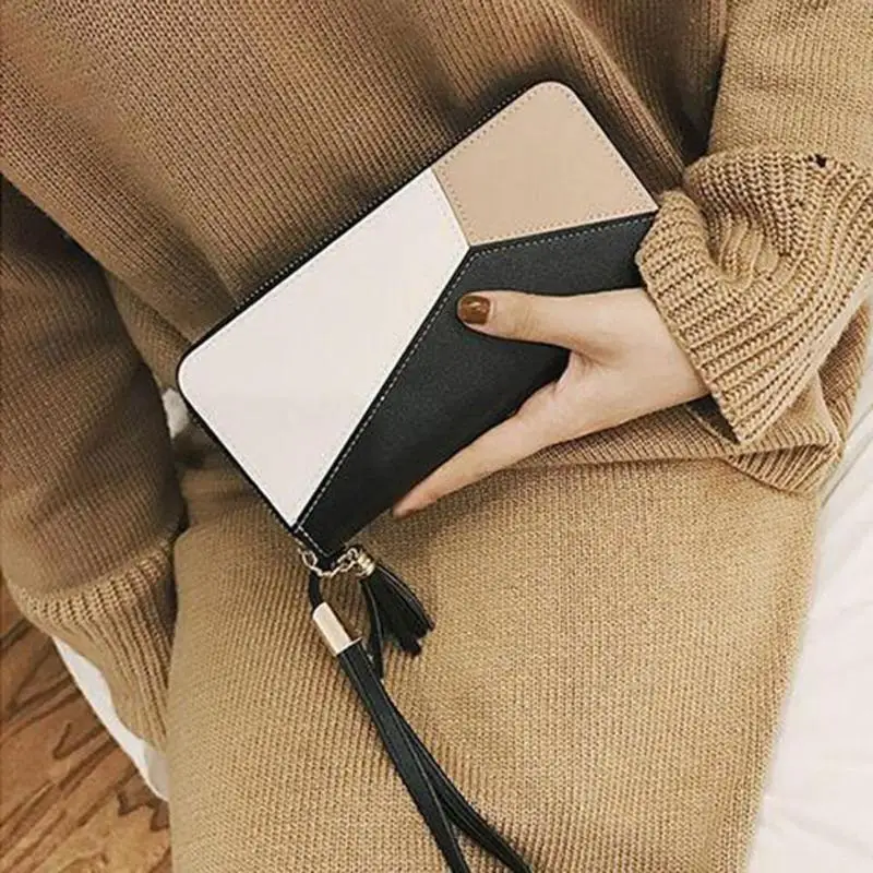 Женский Длинный кошелек клатч с кисточками для телефона держатель карт