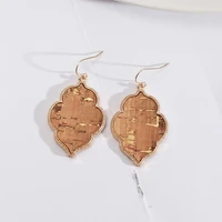 vintage wood grain leather hook earrings for women morocco clover dangle earrings brincos jewelry wholesale
