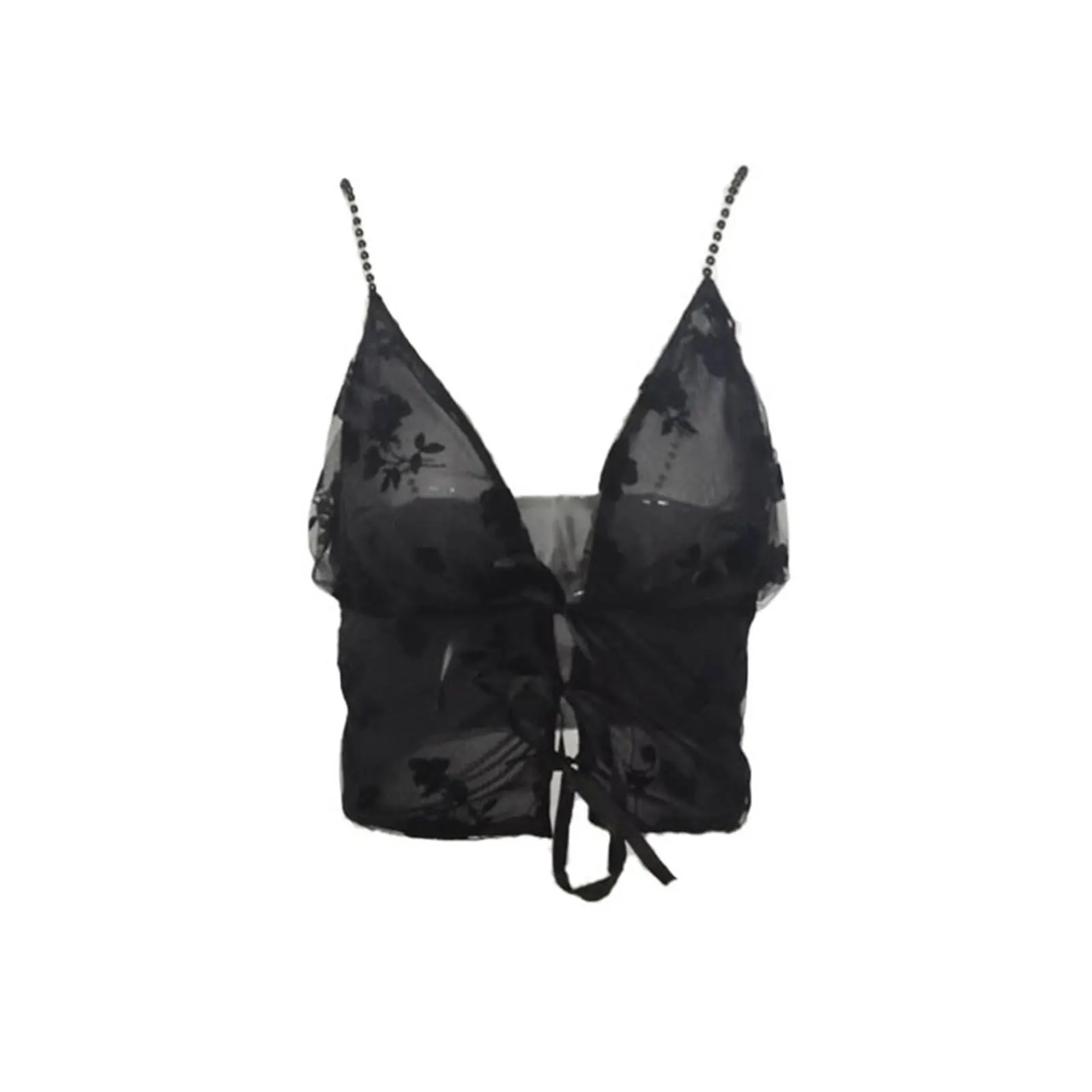 Женские пикантные укороченные топы на бретельках прозрачная сетчатая Цветочная