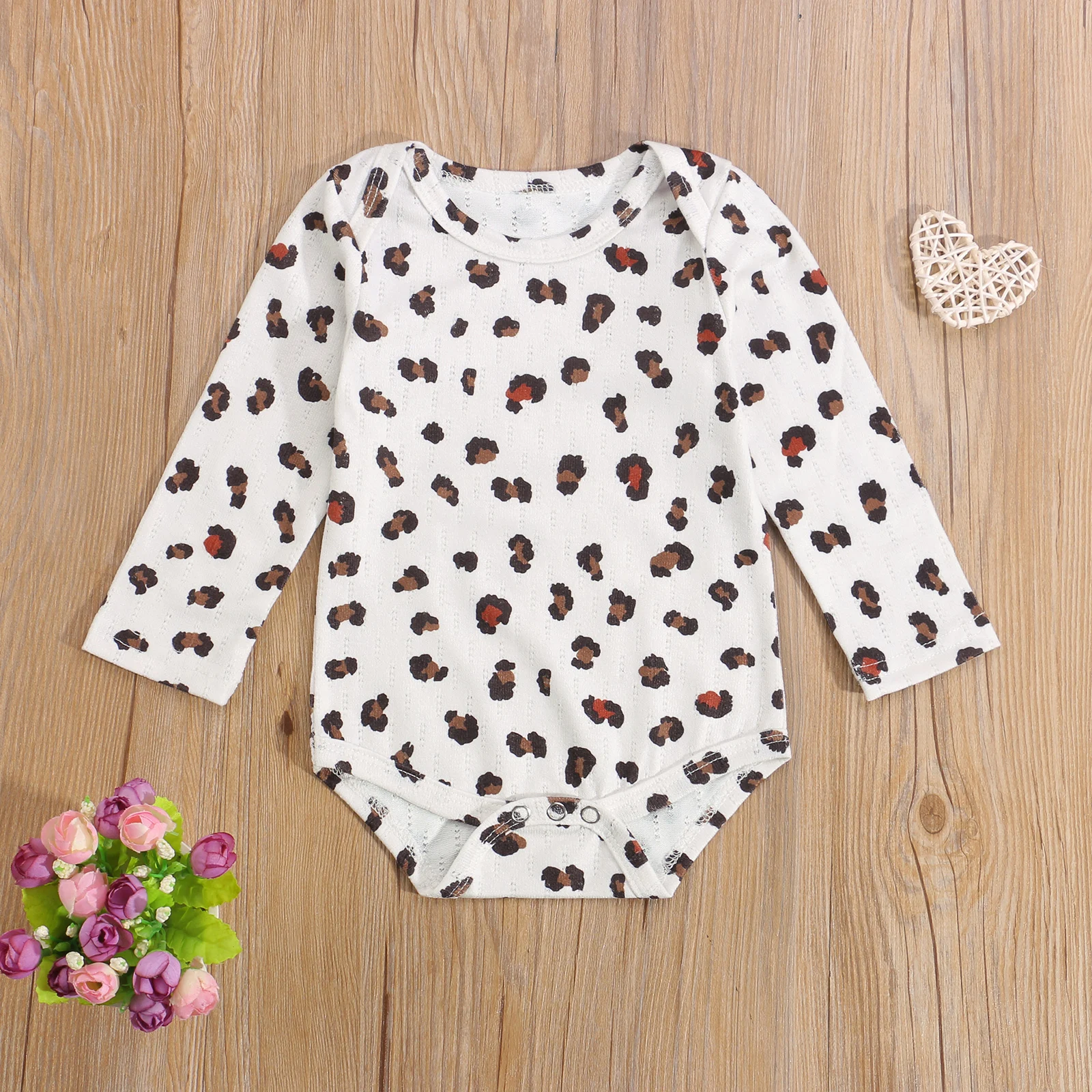 

Spring Autumn Breathable Baby Girls Boys Romper Toddlers Creative Leopard Print Long Sleeve Round Collar Jumpsuit