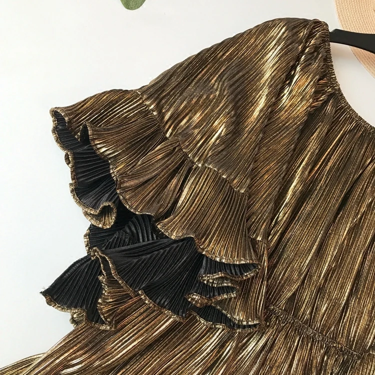 Летний комбинезон с металлическим воланом комбинезоны женские элегантные
