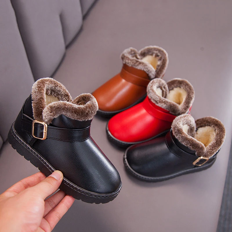 

Детские зимние теплые плюшевые бархатные ботильоны для девочек и мальчиков; Школьные ботинки; Зимние ботинки; Новинка 2020 года; Цвет коричне...