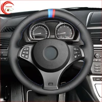 hand stitch black leather m marker car steering wheel cover for bmw x3 e83 m