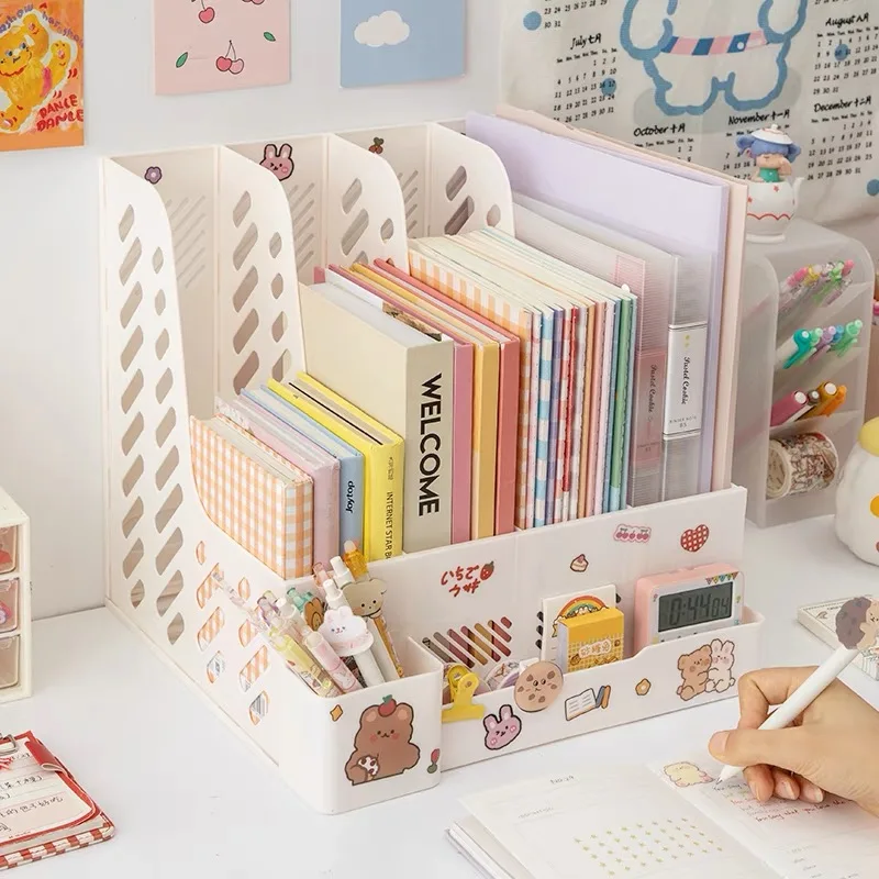 Ins DIY Kawaii настольная подставка для книг пластиковый стол стационарный Органайзер