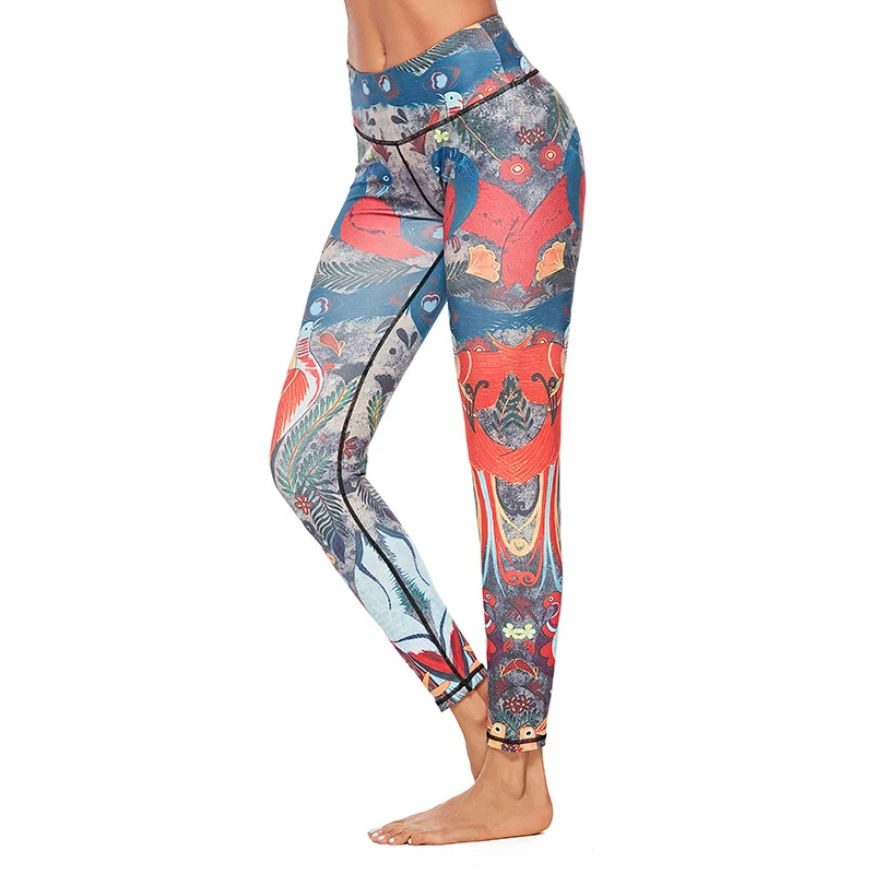 Женская китайская живопись печать Компрессионные Леггинсы гимнастические