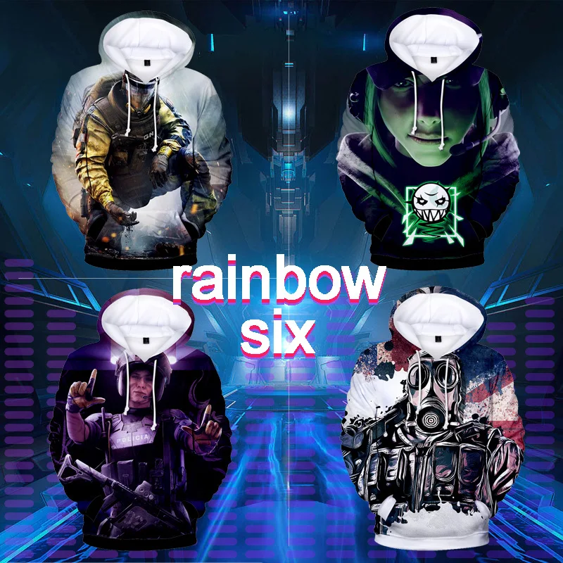 Rainbow Six 3D Printed Costume Hoodies Hooded Gaming Cosplay Sweatshirts Casual Tops Hip Hop Game Harajuku