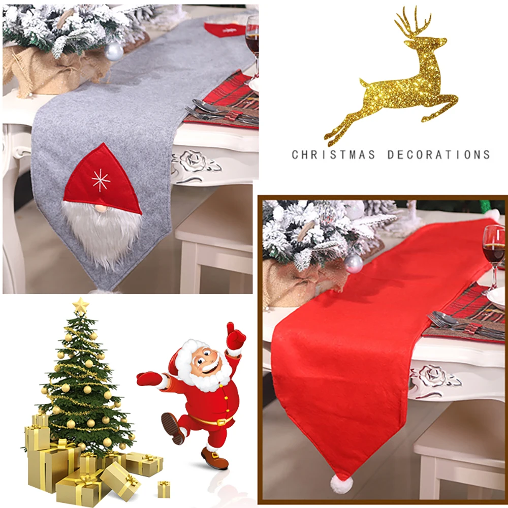

Christmas Santa Claus Table Runner Home Dining Table Cloth Cover Tapestry Decor For Christmas Wedding Party Home DIY Craft