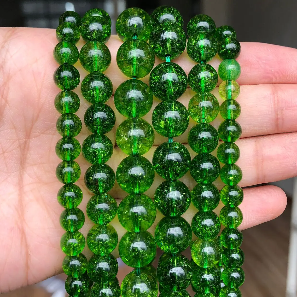 Природные зеленые треснувшие кристаллы кварцевые бусины искусственный Перидот