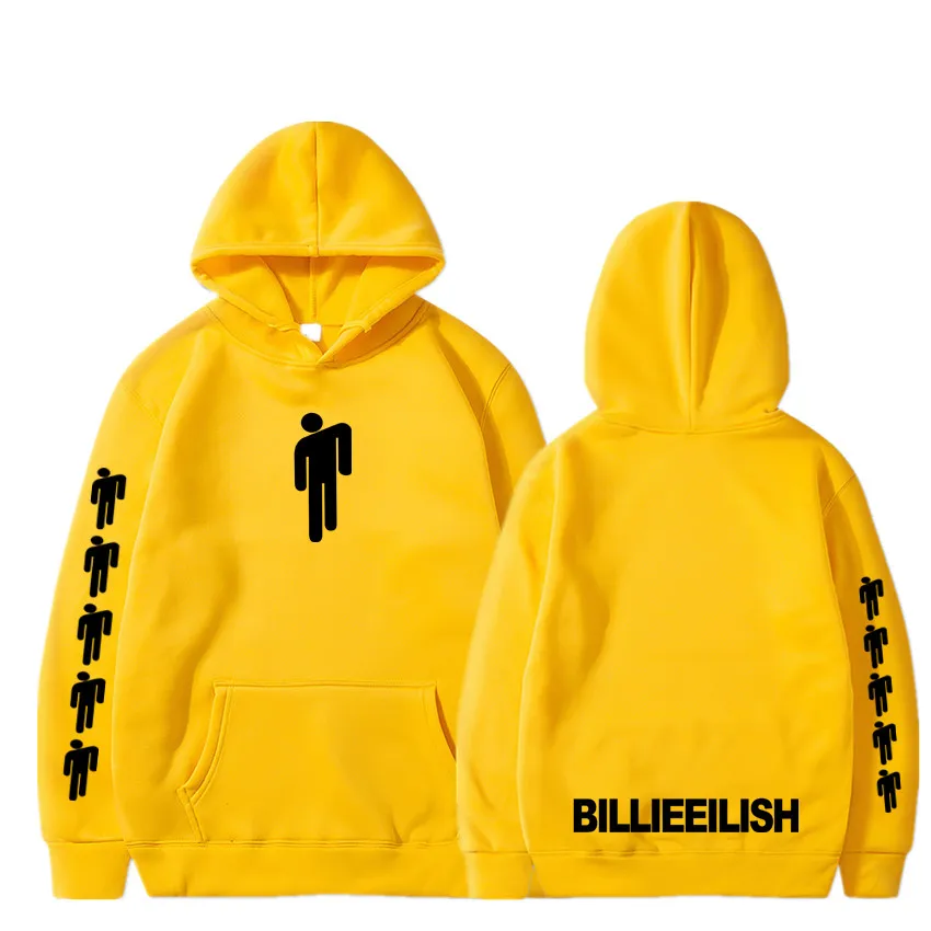 Новая горячая Billie Eilish Толстовка Мужская Черная хлопковая толстовка пара Billie Eilish Толстовка простая сохраняющая тепло Женская/Мужская толстовка одежда - Цвет: Yellow16