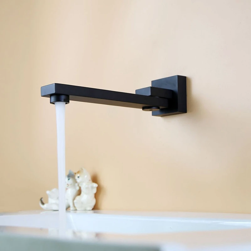 Смеситель для душа настенный из черной латуни складной на 180 градусов |