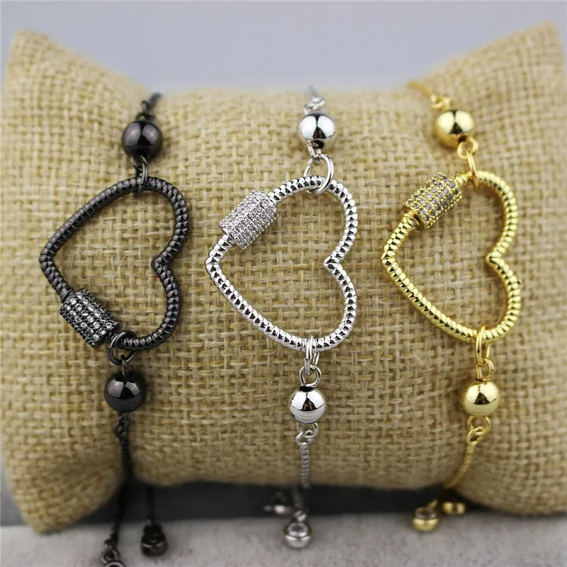 5 шт./лот модный красочный cz браслет с подвесками в форме сердца кубический циркон