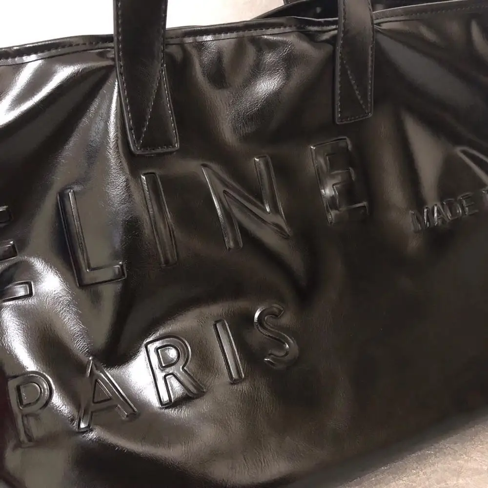genuine leather Новая большая черная сумка с алфавитом, простая сумка через плечо, супер большая сумка из мягкой кожи для девочек, размер 53*30 см - Цвет: genuine leather