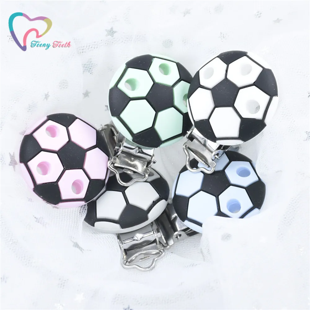 

1 шт. новый силиконовый пустышка Клип ребенка прорезыватель пищевого футбола держатель для соски DIY соски цепи клип медсестра подарки проду...
