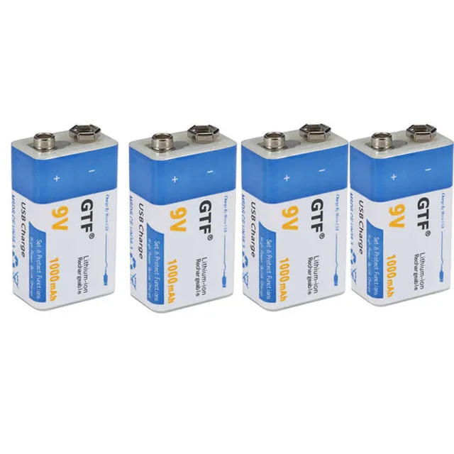 

9V 1000mAh USB Li-polymer Rechargeable Battery USB lithium battery for Microphone Toy Remote Control drop shipping
