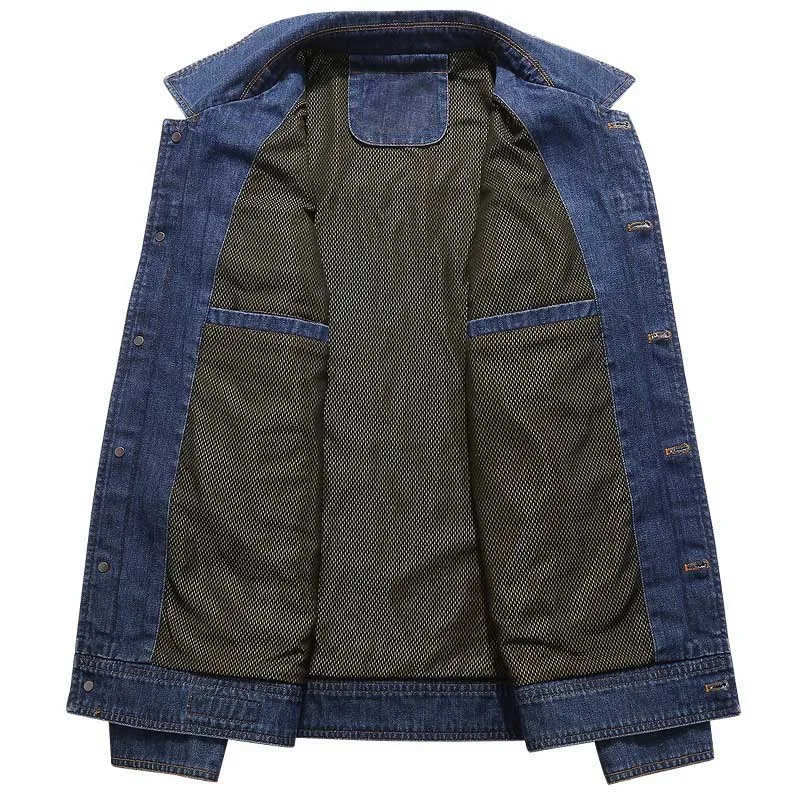 Autumn Winter Denim Jacket Men Casual Cotton Jeans and Coat OUTWEAR Cowboy Windbreaker Male Clothing Black Blue | Мужская одежда