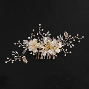 Crystal Pearl Hair Comb Bridal Rhinestone Tiara Brides Hairband Hair Jewelry Princess Crown Fashion Wedding Hair Accessories