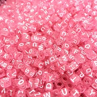 26 letter pink acrylic beads flat dice loose spacer charm jewelry making diy bracelet earring toy accessories 6mm alphabet beads
