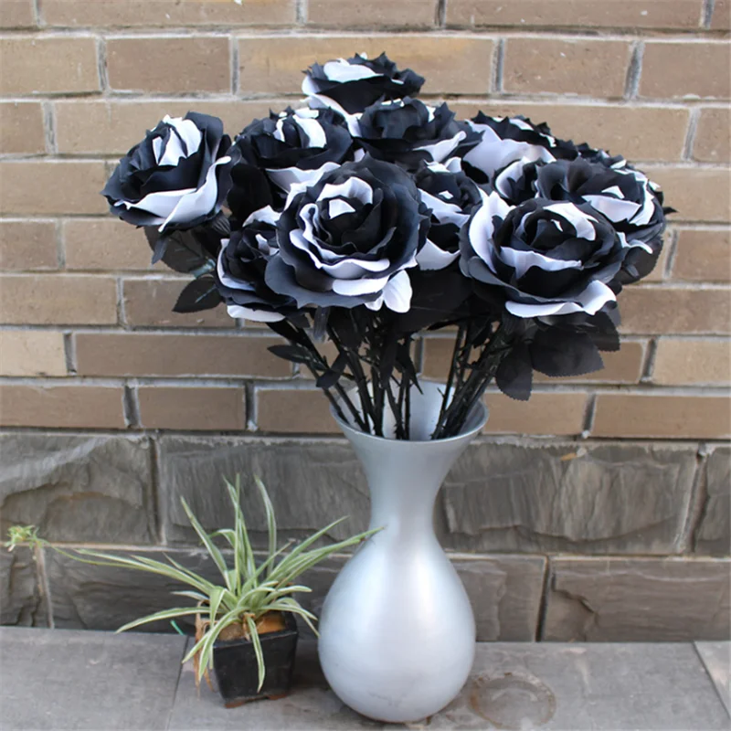 1 шт. имитация розы сделай сам черный белый цветок свадебный реквизит для фото